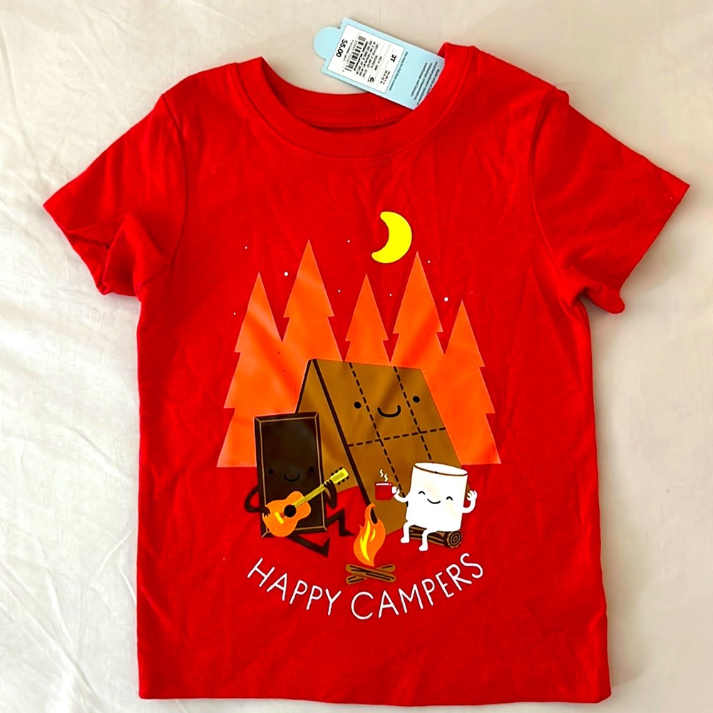 Cat & Jack camping t-shirt. NWT unisex. Multiple toddler sizes